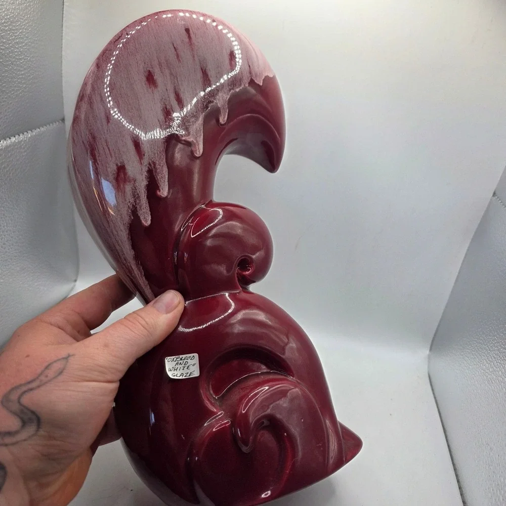 Vintage Royal Haeger 933 USA Oxblood Burgundy White Drip Glaze MCM Art Pottery